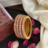 Kids Silk Thread Kundan Bangle-Rose-G4928